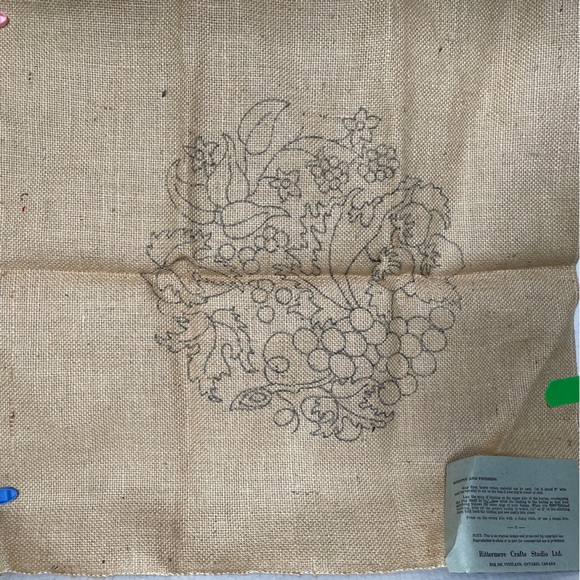 Original Rittermere Hooked Rug Pattern Hand Printed Woven Scottish Burlap Fruit - Picture 9 of 9